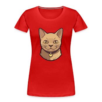 Illustration d’aquarelle de dessin animé de chat birman - T-shirt bio Premium Femme - rouge - Devant - Mia (176cm)