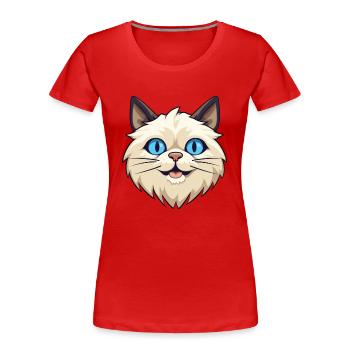 Birma Heilige Katze Karikatur Aquarell Illustration - Frauen Premium Bio T-Shirt - Rot - Vorne - Mia (176cm)