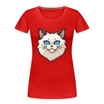 Birma Heilige Katze Karikatur Aquarell Illustration - Frauen Premium Bio T-Shirt - Rot - Vorne - Mia (176cm)