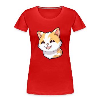 Japanisch Bobtail Katze Karikatur Aquarell Clipart - Frauen Premium Bio T-Shirt - Rot - Vorne - Mia (176cm)