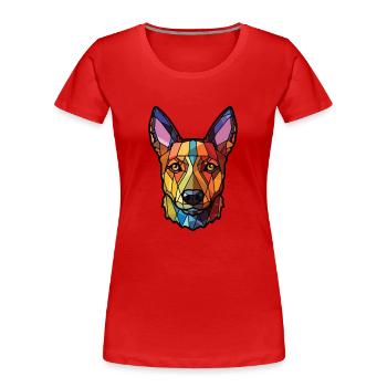 Lancashire Heeler Ormskirk Terrier Hund Aquarell - Frauen Premium Bio T-Shirt - Rot - Vorne - Mia (176cm)