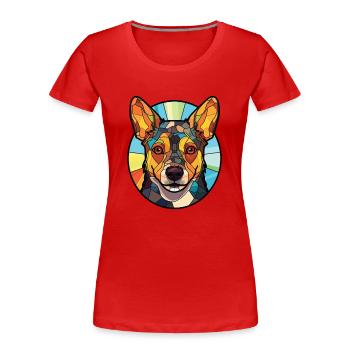 Lancashire Heeler Hunderasse buntes Aquarell - Frauen Premium Bio T-Shirt - Rot - Vorne - Mia (176cm)