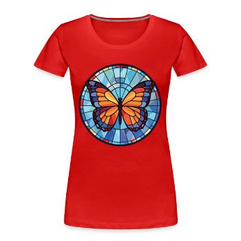 Schmetterling bunte Aquarell Tier Illustration - Frauen Premium Bio T-Shirt - Rot - Vorne - Mia (176cm)