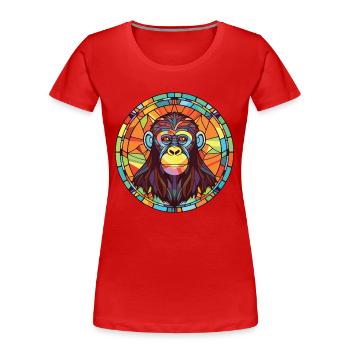 Affe buntes Aquarell Tier Haustier Illustration - Frauen Premium Bio T-Shirt - Rot - Vorne - Mia (176cm)