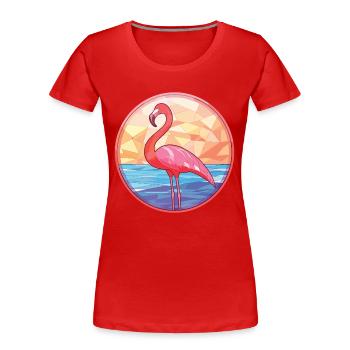 Flamant rose coloré aquarelle Animal Illustration - T-shirt bio Premium Femme - rouge - Devant - Mia (176cm)