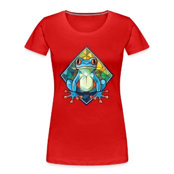 Bunte Aquarell-Tierhaustierillustration des Frosches - Frauen Premium Bio T-Shirt - Rot - Vorne - Mia (176cm)