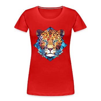 Illustration animale aquarelle colorée léopard - T-shirt bio Premium Femme - rouge - Devant - Mia (176cm)