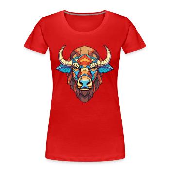 Bison Buffle d'Afrique Animal aquarelle coloré - T-shirt bio Premium Femme - rouge - Devant - Mia (176cm)