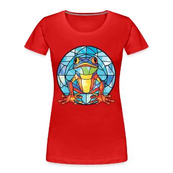 Bunte Aquarell-Tierhaustierillustration des Frosches - Frauen Premium Bio T-Shirt - Rot - Vorne - Mia (176cm)