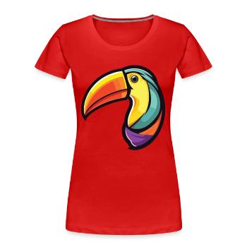 Tukan, Buntes, Aquarell, Tier, Haustier, Illustration - Frauen Premium Bio T-Shirt - Rot - Vorne - Mia (176cm)