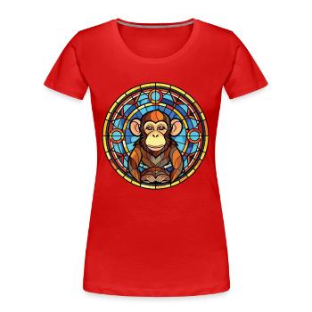 Affe buntes Aquarell Tier Haustier Illustration - Frauen Premium Bio T-Shirt - Rot - Vorne - Mia (176cm)