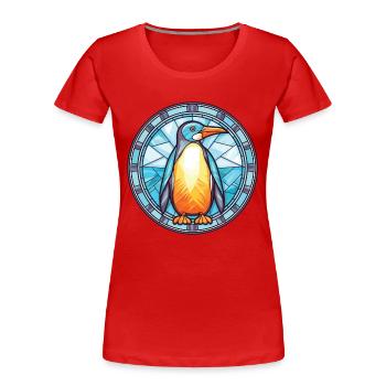 Penguin Colorful Watercolor Animal Illustration - Women's Premium Organic T-Shirt - red - Front - Mia (176cm)