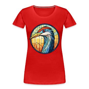 Héron aquarelle colorée Animal animal de compagnie Illustration - T-shirt bio Premium Femme - rouge - Devant - Mia (176cm)