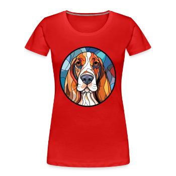 Basset Hund Buntes Aquarell Tier Haustier - Frauen Premium Bio T-Shirt - Rot - Vorne - Mia (176cm)