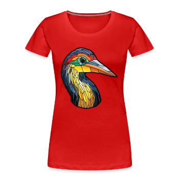Cormorant Colorful Watercolor Animal Illustration - Women's Premium Organic T-Shirt - red - Front - Mia (176cm)