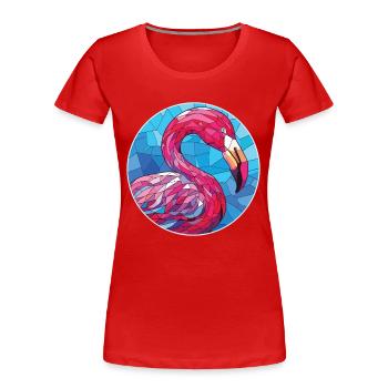 Illustration animale aquarelle colorée de flamant rose - T-shirt bio Premium Femme - rouge - Devant - Mia (176cm)