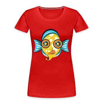 Flounder Fish Colorful Watercolor Animal Cartoon - Women's Premium Organic T-Shirt - red - Front - Mia (176cm)