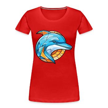Dolphin Colorful Watercolor Animal Illustration - Women's Premium Organic T-Shirt - red - Front - Mia (176cm)