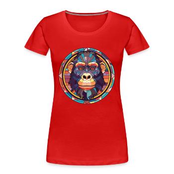 Affe buntes Aquarell Tier Haustier Illustration - Frauen Premium Bio T-Shirt - Rot - Vorne - Mia (176cm)