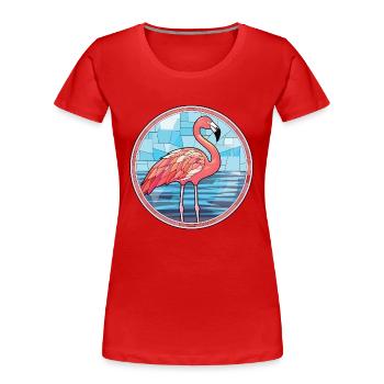 Illustration animale aquarelle colorée de flamant rose - T-shirt bio Premium Femme - rouge - Devant - Mia (176cm)