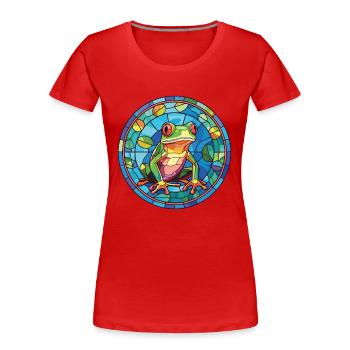 Bunte Aquarell-Tierhaustierillustration des Frosches - Frauen Premium Bio T-Shirt - Rot - Vorne - Mia (176cm)