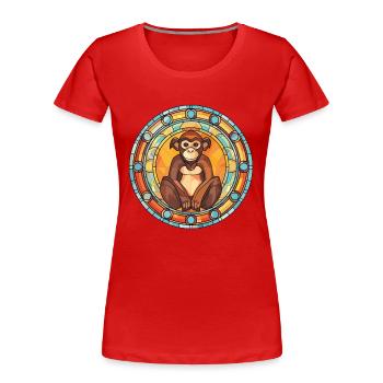 Affe buntes Aquarell Tier Haustier Illustration - Frauen Premium Bio T-Shirt - Rot - Vorne - Mia (176cm)