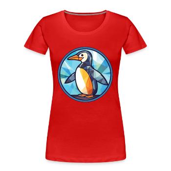 Penguin Colorful Watercolor Animal Illustration - Women's Premium Organic T-Shirt - red - Front - Mia (176cm)