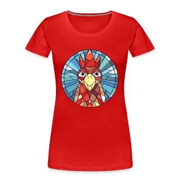 Hen Colorful Watercolor Animal Pet Illustration - Women's Premium Organic T-Shirt - red - Front - Mia (176cm)