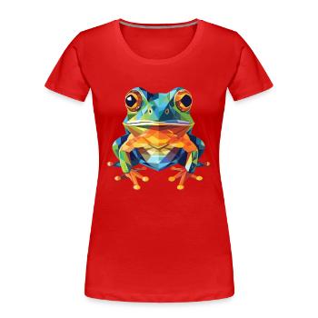 Laubfrosch buntes Aquarell Tier Illustration - Frauen Premium Bio T-Shirt - Rot - Vorne - Mia (176cm)