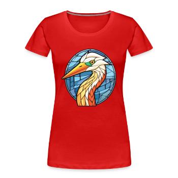 Héron aquarelle colorée Animal animal de compagnie Illustration - T-shirt bio Premium Femme - rouge - Devant - Mia (176cm)