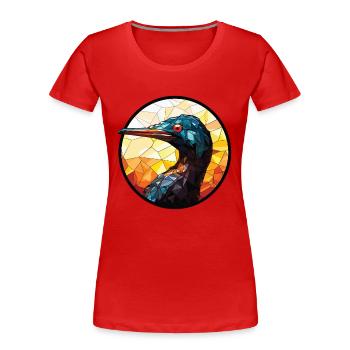 Cormorant Colorful Watercolor Animal Illustration - Women's Premium Organic T-Shirt - red - Front - Mia (176cm)