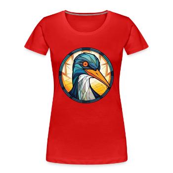 Cormorant Colorful Watercolor Animal Illustration - Women's Premium Organic T-Shirt - red - Front - Mia (176cm)