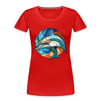 Dolphin Colorful Watercolor Animal Illustration - Women's Premium Organic T-Shirt - red - Front - Mia (176cm)