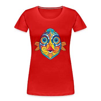 Flounder Fish Colorful Watercolor Animal Cartoon - Women's Premium Organic T-Shirt - red - Front - Mia (176cm)