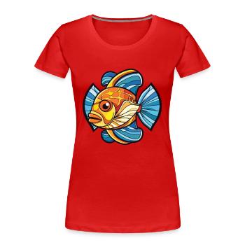 Flounder Fish Colorful Watercolor Animal Cartoon - Women's Premium Organic T-Shirt - red - Front - Mia (176cm)