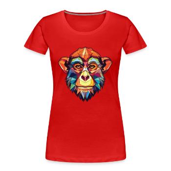 Affe buntes Aquarell Tier Haustier Illustration - Frauen Premium Bio T-Shirt - Rot - Vorne - Mia (176cm)