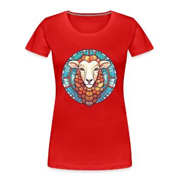 Mouton aquarelle colorée Animal animal animal de compagnie Illustration - T-shirt bio Premium Femme - rouge - Devant - Mia (176cm)