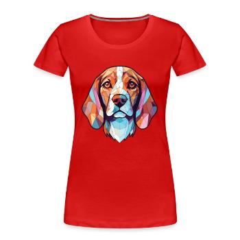 Beagle Hund Buntes Aquarell Tier Illustration - Frauen Premium Bio T-Shirt - Rot - Vorne - Mia (176cm)