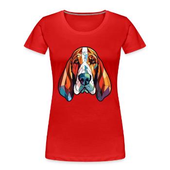 Basset Hund Hunderasse Aquarell Illustration - Frauen Premium Bio T-Shirt - Rot - Vorne - Mia (176cm)