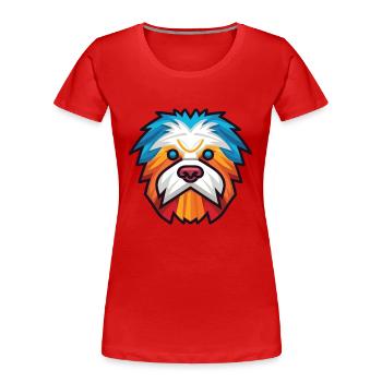 Bichon Yorkie Hunderasse Aquarell Illustration - Frauen Premium Bio T-Shirt - Rot - Vorne - Mia (176cm)