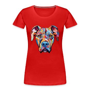 Bully Kutta chien race aquarelle Illustration - T-shirt bio Premium Femme - rouge - Devant - Mia (176cm)