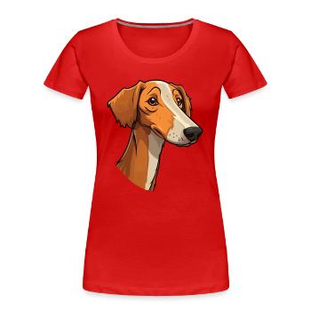 Lurcher Hunderasse Cartoon Kawaii Illustration - Frauen Premium Bio T-Shirt - Rot - Vorne - Mia (176cm)