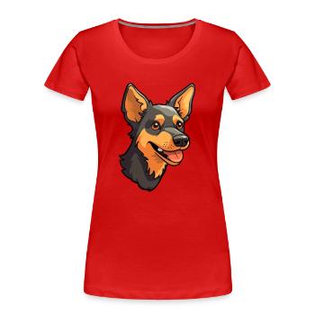 Lancashire Heeler Hunderasse Cartoon Kawaii Illustration - Frauen Premium Bio T-Shirt - Rot - Vorne - Mia (176cm)