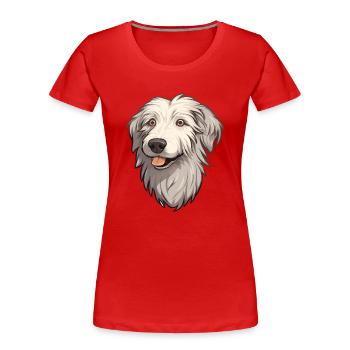 Kuchi Afghan Shepard chien race Cartoon Kawaii Illu - T-shirt bio Premium Femme - rouge - Devant - Mia (176cm)
