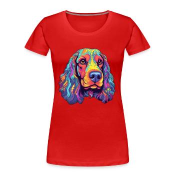 Anglais Cocker Épagneul Chien Race Dessin Animé Kawaii Il - T-shirt bio Premium Femme - rouge - Devant - Mia (176cm)