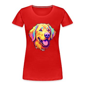 Golden Retriever Dog Breed Cartoon Kawaii Illustra - Women's Premium Organic T-Shirt - red - Front - Mia (176cm)