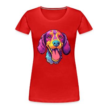 Magyar Agar Dog Breed Cartoon Kawaii Illustration - Women's Premium Organic T-Shirt - red - Front - Mia (176cm)