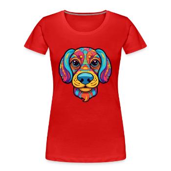 Middle Asian Ovtcharka Dog Breed Cartoon Kawaii Il - Women's Premium Organic T-Shirt - red - Front - Mia (176cm)