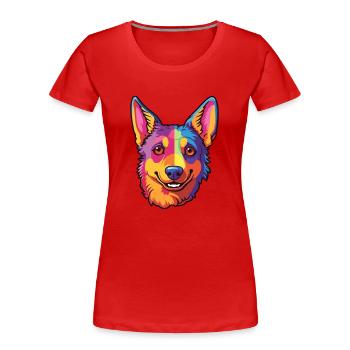 Lancashire Heeler Hunderasse Cartoon Kawaii Illustration - Frauen Premium Bio T-Shirt - Rot - Vorne - Mia (176cm)