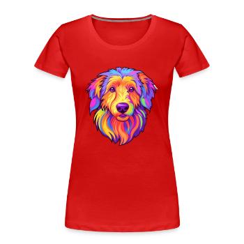 Kuchi Afghan Shepard chien race Cartoon Kawaii Illu - T-shirt bio Premium Femme - rouge - Devant - Mia (176cm)